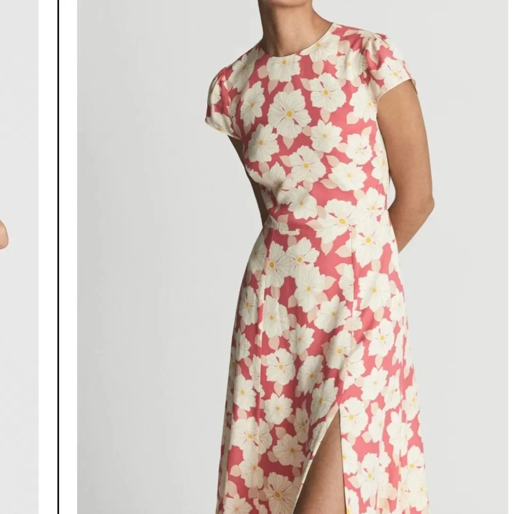 Reiss Pink and Cream Floral Midi Dress - Picture 9 of 12